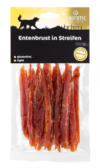MAJESTIC Entenbrust in Streifen für Hunde 70 g 