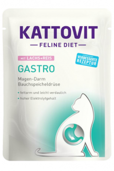 KATTOVIT Feline Diet Gastro mit Lachs, Reis für Katzen 24 x 85 g 