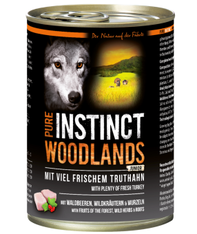 PURE INSTINCT WOODLANDS Junior mit Truthahn für Hunde 6 x 800 g 
