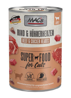 MAC's SUPER FOOD mit Rind, Hühnerherzen für Katzen 6 x 400 g 