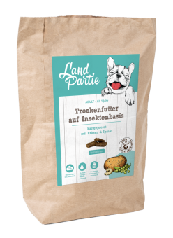 LandPartie auf Insektenbasis kaltgepresst mit Erben, Spinat für Hunde 7 kg 