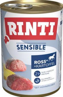 RINTI SENSIBLE mit Ross, Hühnerleber und Kartoffeln für Hunde 6 x 400 g 