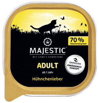 MAJESTIC mit Hühnchenleber für Katzen 16 x 100 g 