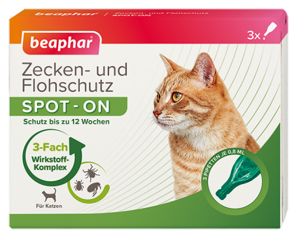 beaphar Zecken- und Flohschutz SPOT-ON für Katzen 3 x 0,8 ml 