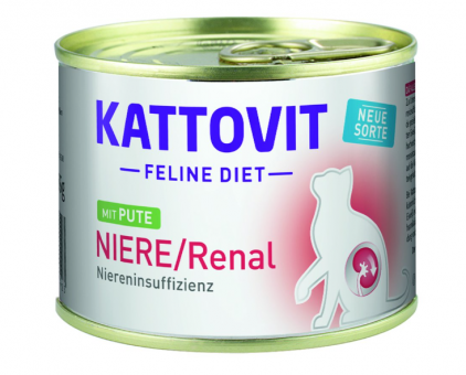 KATTOVIT Feline Diet Niere/Renal mit Pute für Katzen 12 x 185 g 