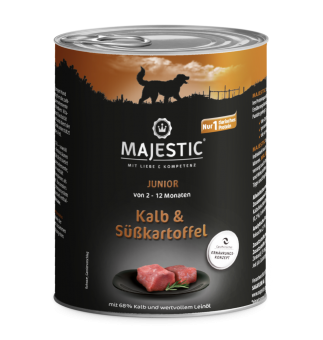 MAJESTIC JUNIOR mit Kalb, Süßkartoffel für Hunde 6 x 800 g 