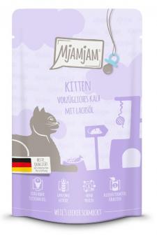 MjAMjAM Kitten mit Kalb, Lachsöl für Katzen 12 x 125 g 