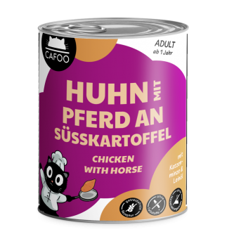 CAFOO mit Huhn, Pferd an Süßkartoffel für Katzen 6 x 800 g 