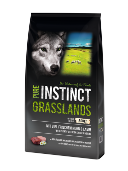 PURE INSTINCT GRASSLANDS mit Huhn, Lamm für Hunde 12 kg 
