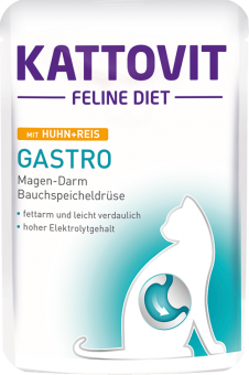 KATTOVIT Feline Diet Gastro  mit Huhn, Reis für Katzen 24 x 85 g 
