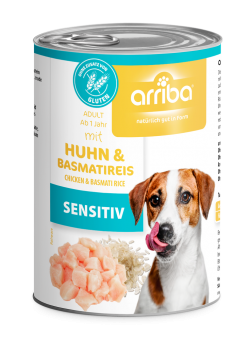 arriba SENSITIV mit Huhn, Basmatireis für Hunde 6 x 400 g 
