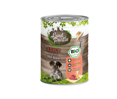 LandPartie BIO mit Rind, Zucchini für Hunde 6 x 800 g 