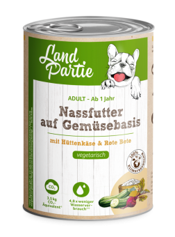 LandPartie auf Gemüsebasis mit Hüttenkäse, rote Bete für Hunde 6 x 400 g 