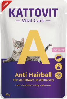 KATTOVIT Vital Care Anti Hairball mit Lachs für Katzen 24 x 85 g 