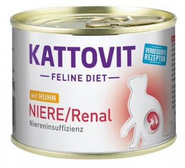 KATTOVIT Feline Diet Niere/Renal mit Huhn für Katzen 12 x 185 g 