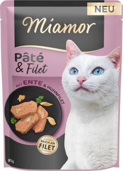 Miamor Paté & Filet mit Ente, Huhnfilet für Katzen 10 x 85 g 