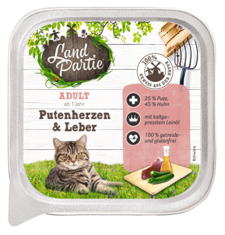 LandPartie mit Putenherzen, Leber für Katzen 16 x 100 g 