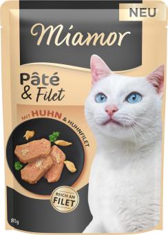 Miamor Pate & Filet mit Huhn, Huhnfilet für Katzen 10 x 85 g 
