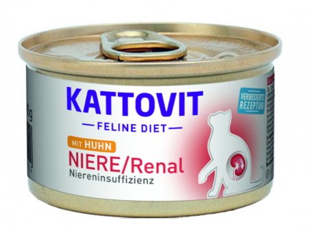 KATTOVIT Feline Diet Niere/Renal mit Huhn für Katzen 12 x 85 g 
