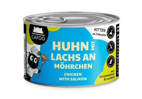 CAFOO Kitten mit Huhn, Lachs an Möhrchen 6 x 200 g 