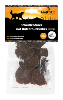 MAJESTIC Straußentaler mit Kürbis für Hunde 80 g 
