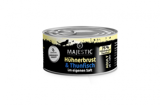 MAJESTIC mit Hühnerbrust, Thunfisch für Katzen 24 x 70 g 