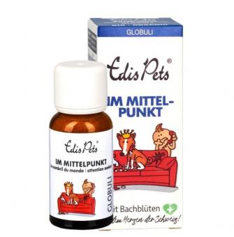 Edis Pets Bio Bachblüten Globuli Im Mittelpunkt für Hunde 20 g 