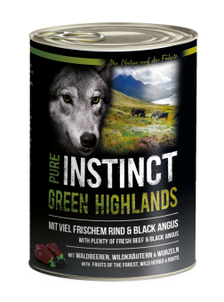 PURE INSTINCT GREEN HIGHLAND mit Rind, Black Angus  für Hunde 6 x 400 g 