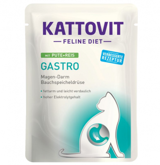 KATTOVIT Feline Diet Gastro mit Pute, Reis für Katzen 24 x 85 g 