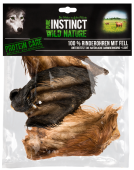 PURE INSTINCT Rinderohren mit Fell für Hunde 3 Stück 