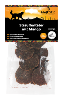 MAJESTIC Straußentaler mit Mango für Hunde 80 g 