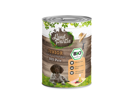 LandPartie JUNIOR mit BIO-Pute für Hunde 6 x 800 g 