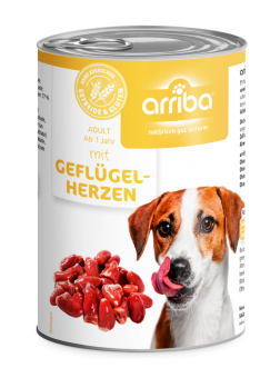 arriba mit Geflügelherzen für Hunde 6 x 400 g 