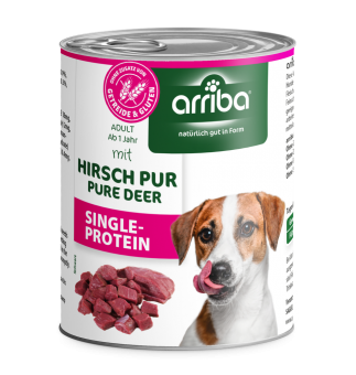 arriba SINGLEPROTEIN mit Hirsch für Hunde 6 x 800 g 