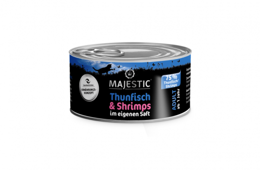 MAJESTIC mit Thunfisch, Shrimps im eigenen Saft für Katzen 24 x 70 g 