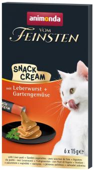 animonda VOM FEINSTEN SNACK CREAM mit Leberwurst, Gartengemüse für Katzen 6 x 15 g 
