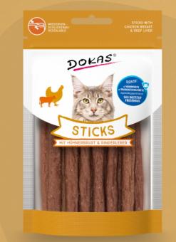 DOKAS Sticks mit Hühnerbrust & Rinderleber für Katzen 10 x 30 g 