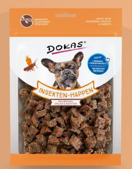 DOKAS Insekten-Happen mit Mehlwürmer, Grillen und Karotten für Hunde 10 x 100 g 