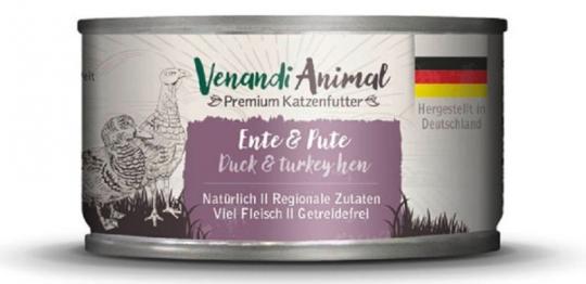 Venandi Animal mit Ente, Pute für Katzen 6 x 100 g 