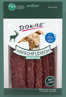 DOKAS getrocknetes Hirschfleisch für Hunde 12 x 60 g 