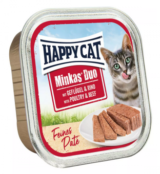 HAPPY CAT Minkas Duo mit Geflügel, Rind 16 x 100 g 