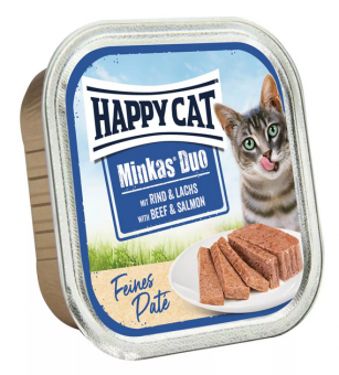 HAPPY CAT Minkas Duo mit Rind, Lachs 16 x 100 g 
