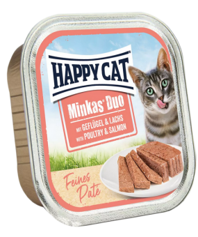 HAPPY CAT mit Geflügel, Lachs 16 x 100 g 