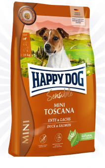 HAPPY DOG Sensible Mini Toscana mit Ente, Lachs 300 g 