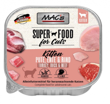 MAC's SUPER FOOD Kitten mit Pute, Ente und Rind 16 x 100 g 