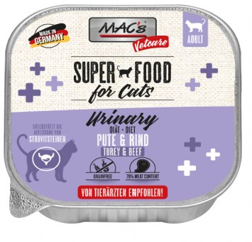 MAC's SUPER FOOD Urinary mit Pute und Rind für Katzen 16 x 100 g 