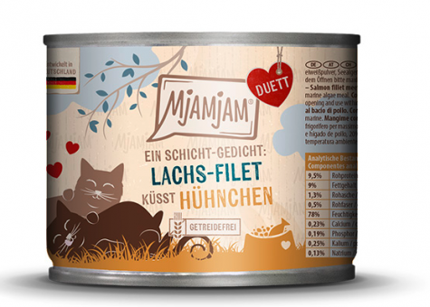 MjAMjAM Duett mit Lachs-Filet, Hühnchen für Katzen 6 x 390 g 