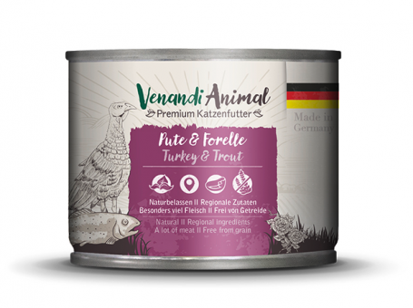 Venandi Animal mit Pute, Forelle für Katzen 6 x 200 g 