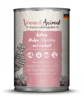 Venandi Animal Kitten mit Huhn, Lachsöl 6 x 200 g 