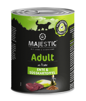 MAJESTIC mit Ente, Süßkartoffel für Hunde 6 x 800 g 